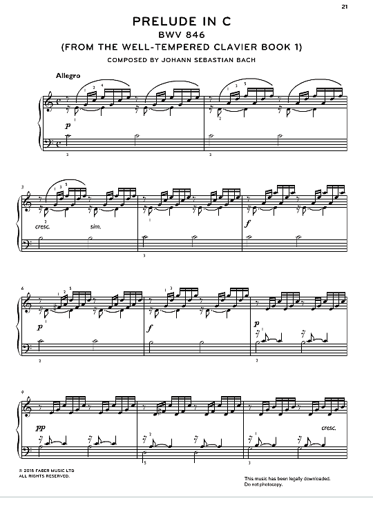 prelude in c bwv846 from the well tempered clavier book 1  klavier einfach johann sebastian bach