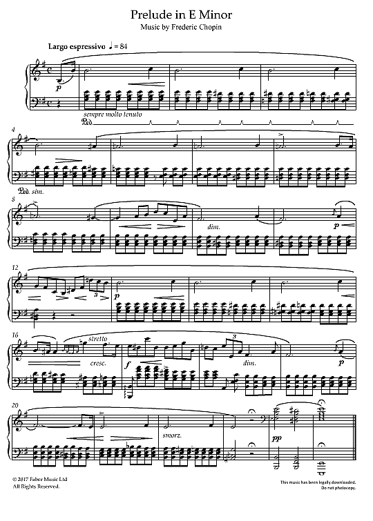 prelude in e minor op. 28, no.4 klavier solo frederic chopin