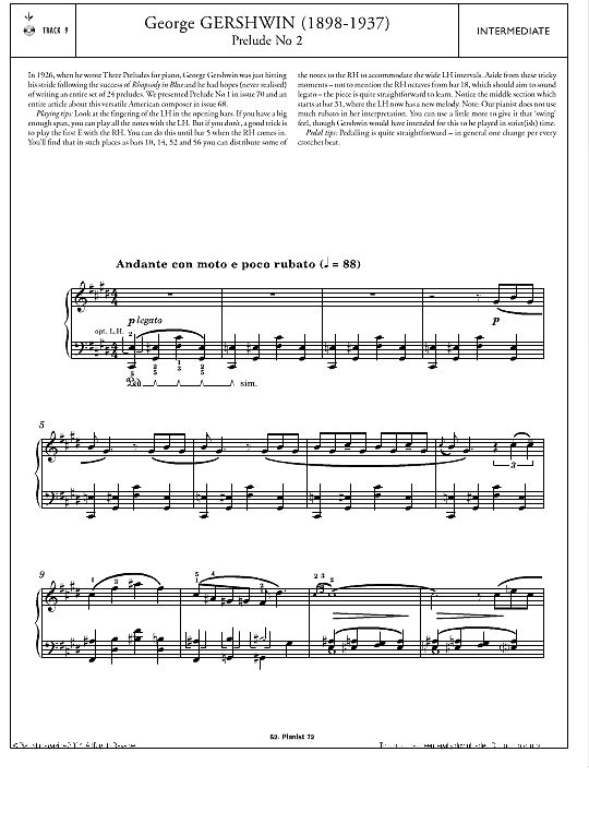 prelude no.2 klavier solo george gershwin