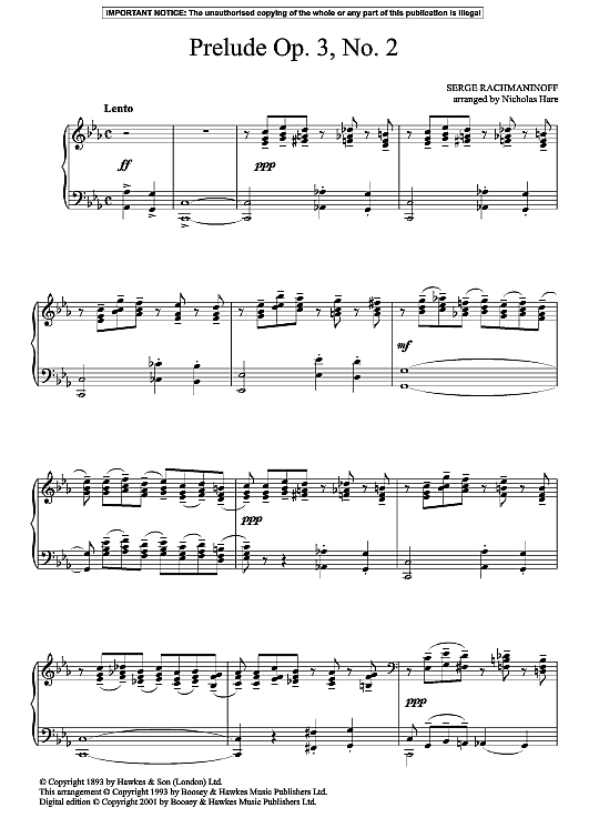 prelude op. 3, no. 2 klavier solo sergei rachmaninoff
