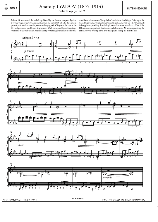 prelude op.39 no.2 klavier solo anatoly lyadov