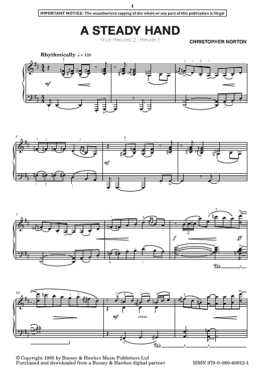 prelude v a steady hand from rock preludes klavier solo christopher norton