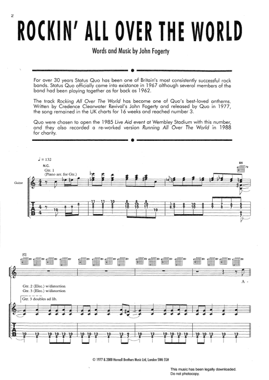Rockin All Over The World Gitarre TAB PDF Noten von Status Quo in C Dur fbd36849 Rockin All Over The World Gitarre TAB PDF Noten von Status Quo in C Dur fbd36849