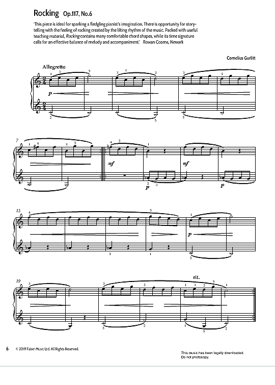 rocking, op.117, no.6 klavier solo cornelius gurlitt