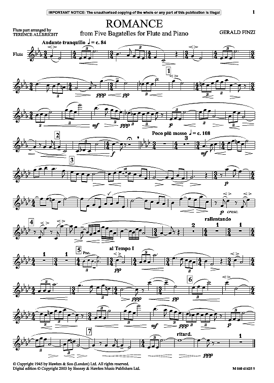 romance from five bagatelles  klavier & melodieinstr. gerald finzi