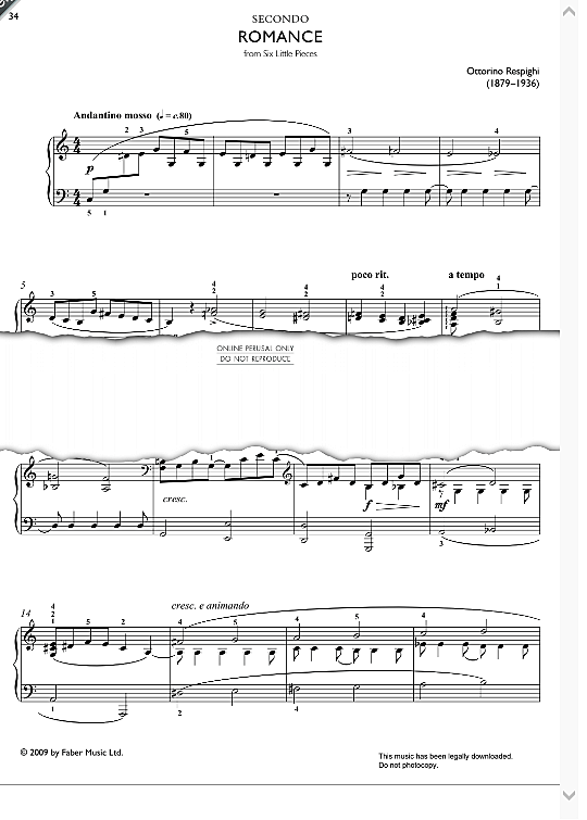 romance from six little pieces klavier vierhndig ottorino respighi