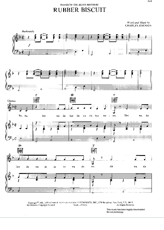 Rubber Biscuit Klavier, Gesang & Gitarre PDF Noten von The Blues