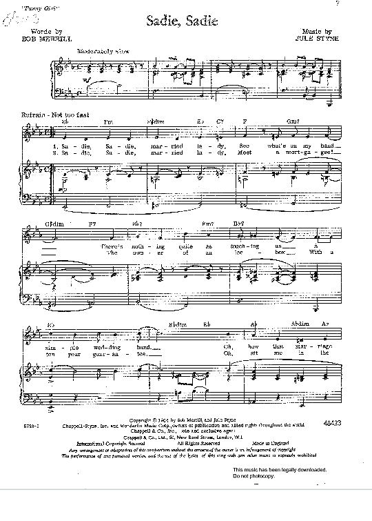 Sadie, Sadie from Funny Girl Klavier, Gesang & Gitarre PDF Noten von