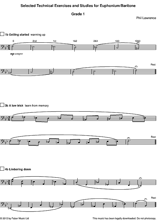 Selected Technical Exercises and Studies for Euphonium/Baritone Grade 1