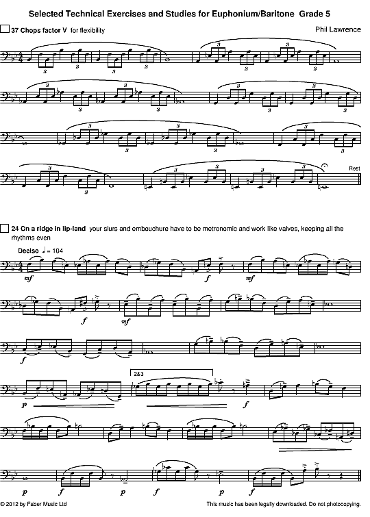 Selected Technical Exercises and Studies for Euphonium/Baritone Grade 5