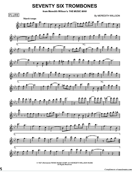 seventy six trombones solo 1 st. meredith willson