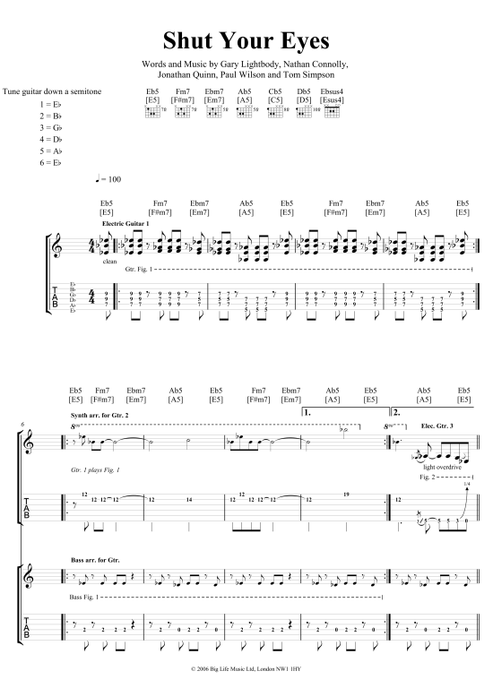 Shut Your Eyes Gitarre TAB PDF Noten von Snow Patrol in C Dur fbd212 Shut Your Eyes Gitarre TAB PDF Noten von Snow Patrol in C Dur fbd212
