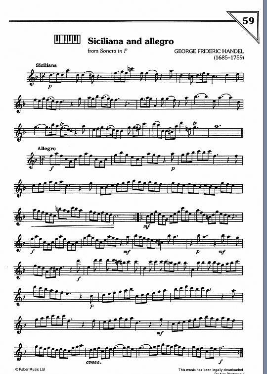 siciliana and allegro from sonata in f solo 1 st. george frideric handel