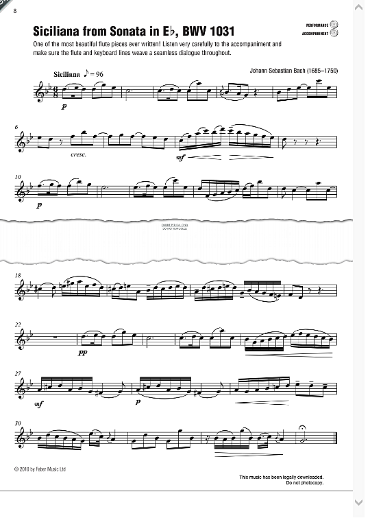 siciliana from sonata in eb bwv 1031 klavier & melodieinstr. johann sebastian bach