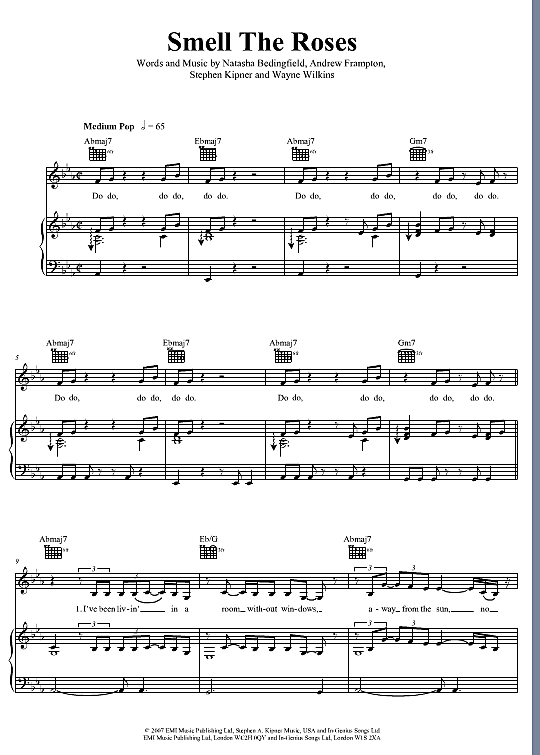 Smell The Roses Klavier, Gesang & Gitarre PDF Noten von Natasha