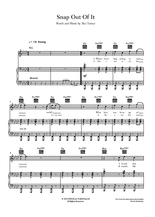 Snap Out Of It Klavier, Gesang