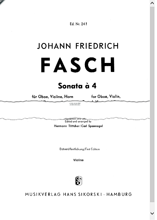sonata a 4 instrumental parts johann friedrich fasch
