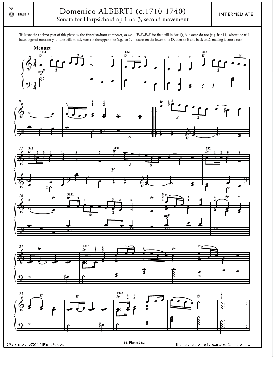 sonata for harpsichord op.1 no.3 second movement klavier solo domenico alberti