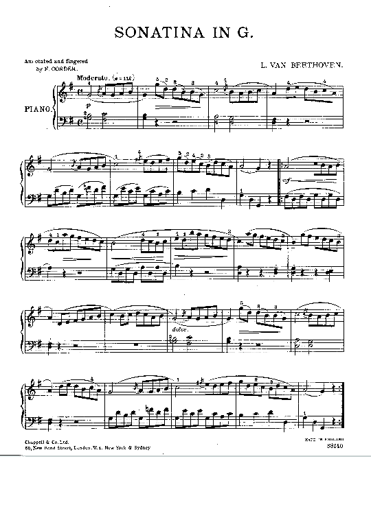 sonatina in g klavier solo ludwig van beethoven