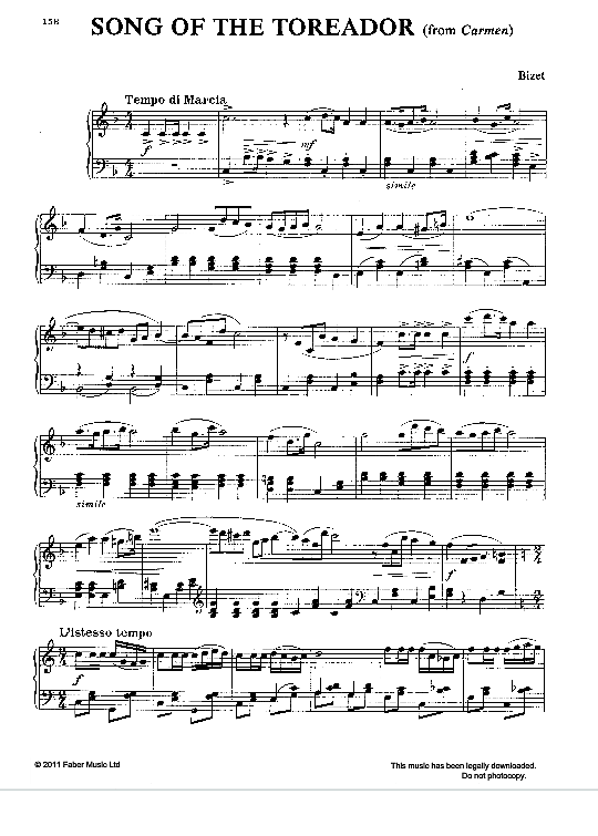 song of the toreador from carmen  klavier solo georges bizet