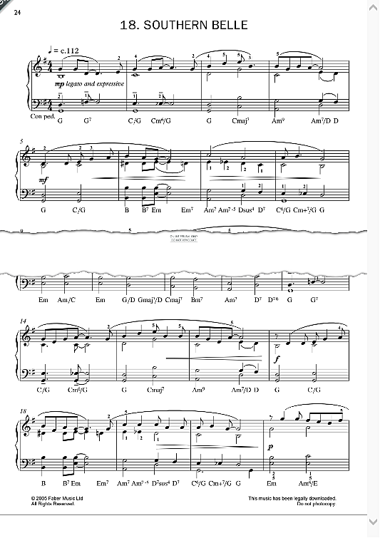Southern Belle Klavier Solo - PDF Noten von John Kember in G Dur - fbd-52652