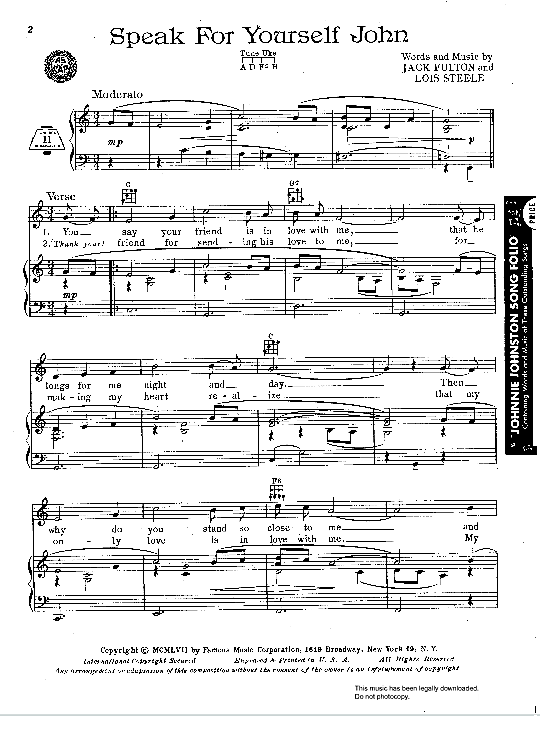 Speak For Yourself John Klavier, Gesang & Gitarre PDF Noten von Jack