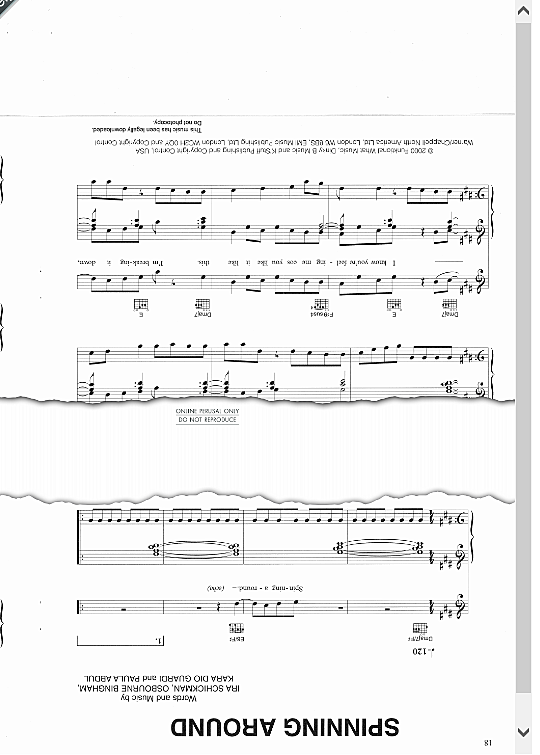 Spinning Around Klavier, Gesang & Gitarre PDF Noten von Kylie Minogue
