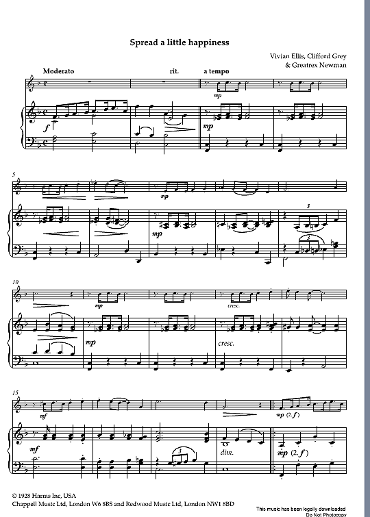 Spread A Little Happiness Klavier & Melodieinstr. PDF Noten von