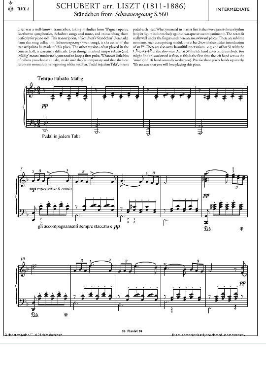 staendchen from schwanengesang s.560 klavier solo franz schubert
