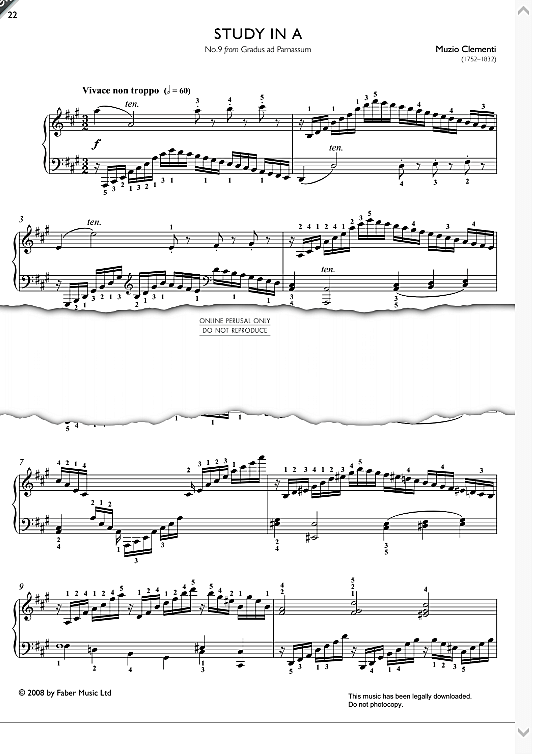 study in a no. 9 from gradus ad parnassum from real repertoire studies grades 6 8 klavier solo muzio clementi