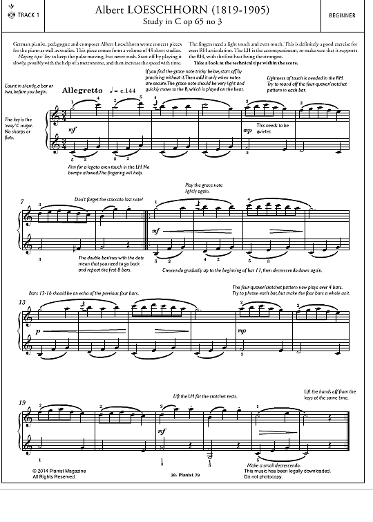 Study In C Op.65 No.3 Klavier Solo - PDF Noten von Albert Loeschhorn in ...