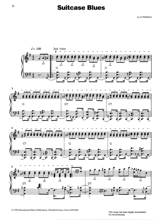 Suitcase Blues Klavier Solo PDF Noten von Albert Ammons in G Dur