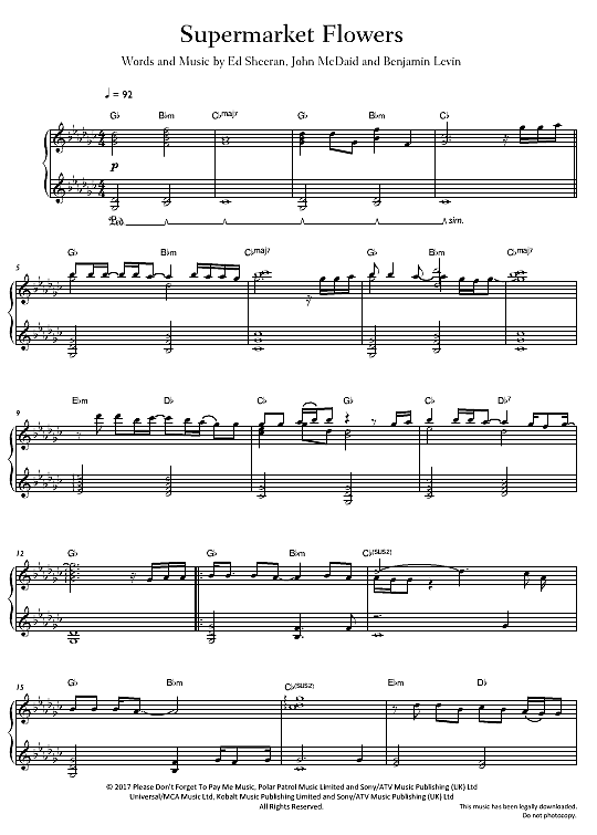 Supermarket Flowers Sheet Music Pdf Best Flower Site