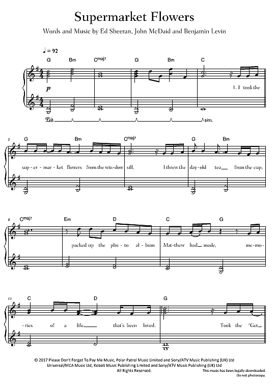 Supermarket Flowers Piano Sheet Music Musescore Best Flower Site
