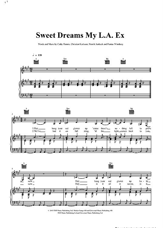 sweet dreams my l.a. ex klavier gesang & gitarre rachel stevens