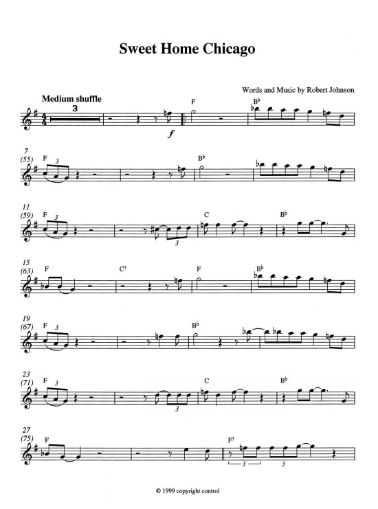 Sweet Home Chicago Solo 1 St. PDF Noten von The Blues Brothers in