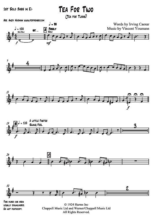 Tea For Two Brass Band PDF Noten von Vincent Youmans in fbd15756