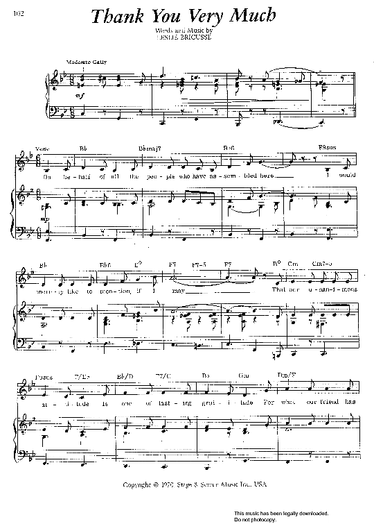 Thank You Very Much from Scrooge Klavier, Gesang & Gitarre PDF Noten