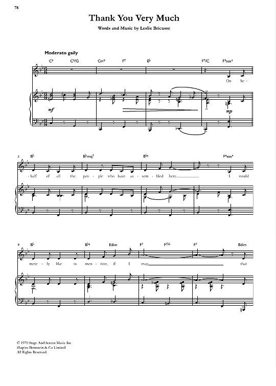 Thank You Very Much from Scrooge Klavier & Gesang PDF Noten von