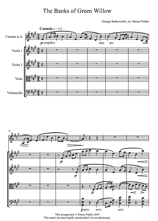 The Banks Of Green Willow Quintet PDF Noten von