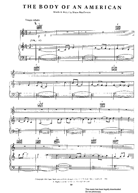 The Body Of An American Klavier, Gesang & Gitarre PDF Noten von The Pogues in C Dur fbd38472