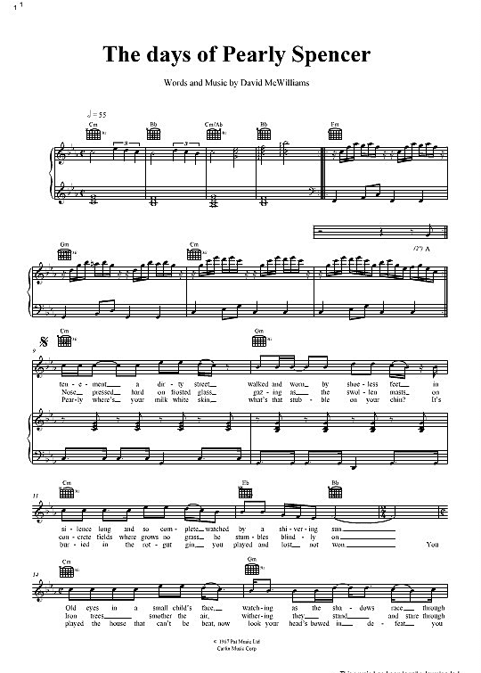 The days of pearly spencer melodie akkorde pdf noten von marc