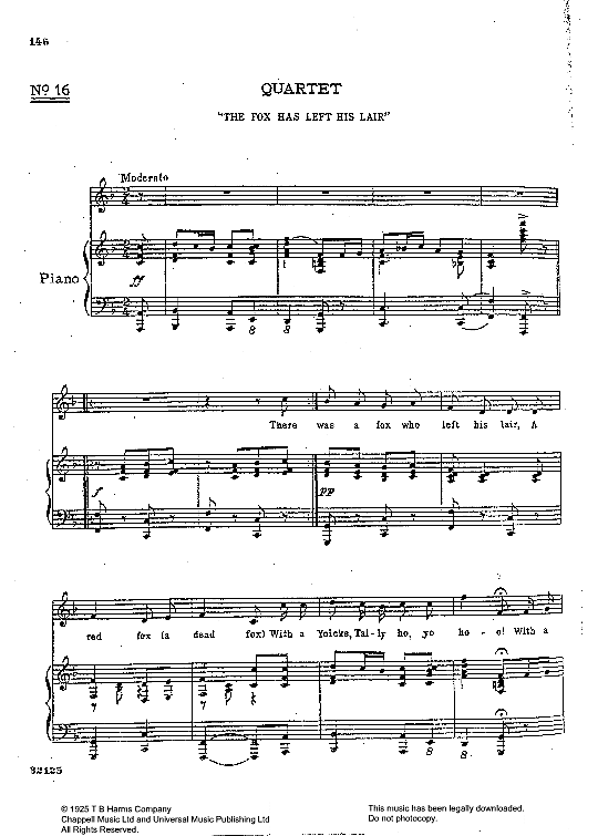 The Fox Has Left His Lair Klavier & Gesang PDF Noten von Jerome Kern in F Dur fbd31191