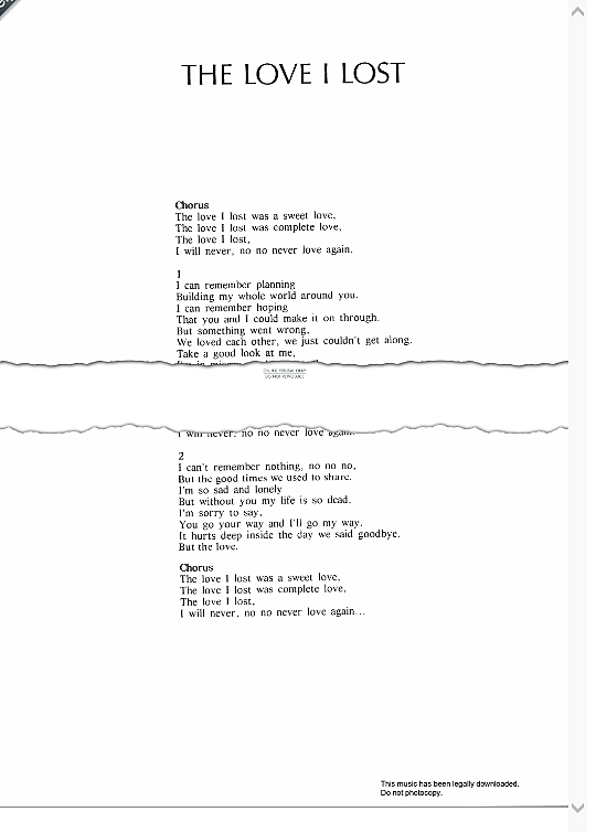 The love i lost klavier gesang gitarre pdf noten von sybil in es