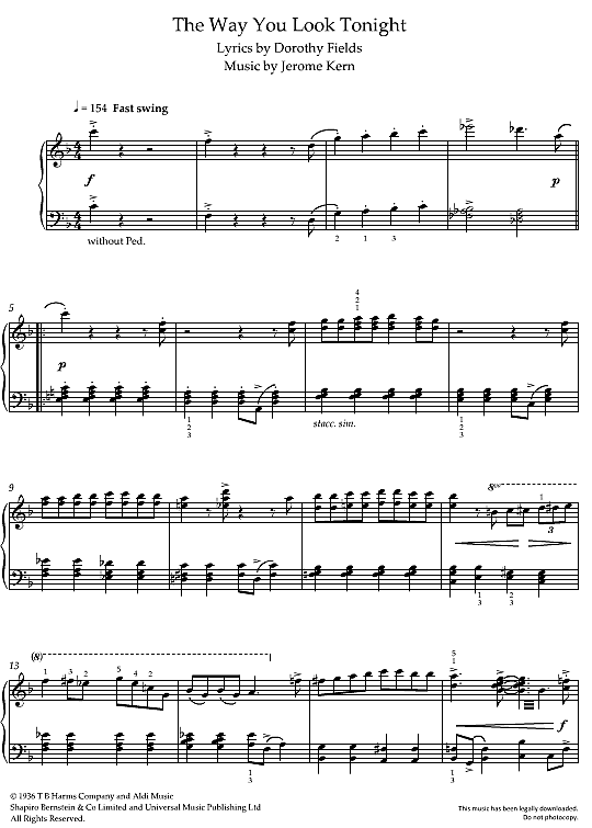 the way you look tonight klavier solo jerome kern