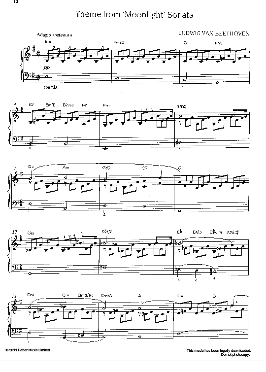 theme from moonlight sonata klavier solo ludwig van beethoven