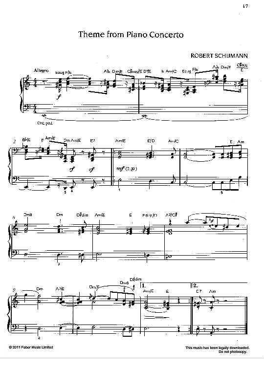 theme from piano concerto klavier solo robert schumann