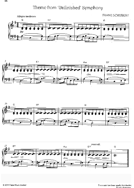 theme from 'unfinished symphony' klavier solo franz schubert