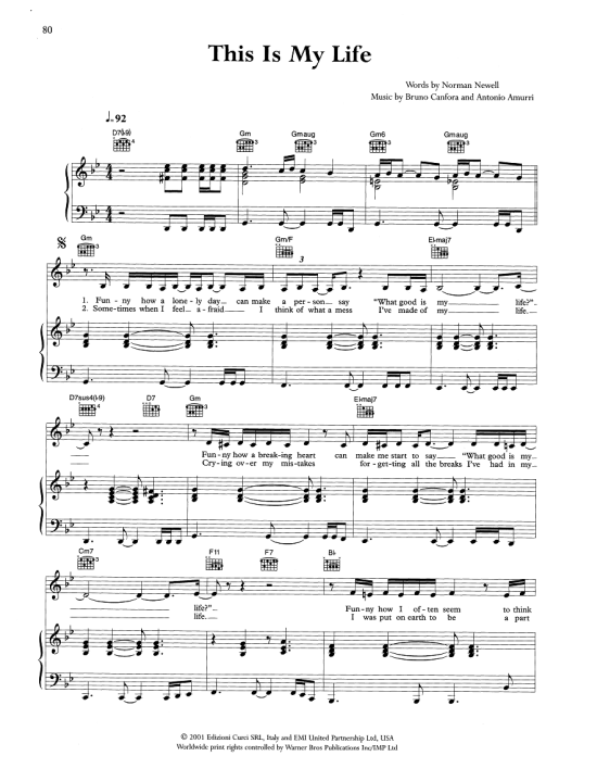 This Is My Life Klavier, Gesang & Gitarre PDF Noten von Shirley Bassey in G Moll fbd40194 This Is My Life Klavier, Gesang & Gitarre PDF Noten von Shirley Bassey in G Moll fbd40194