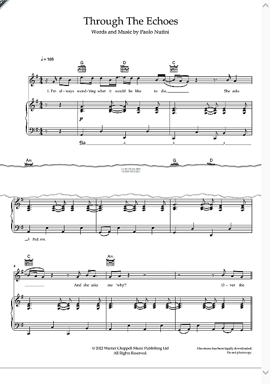 Through The Echoes Klavier, Gesang & Gitarre PDF Noten von Paolo Nutini in G Dur fbd45054 Through The Echoes Klavier, Gesang & Gitarre PDF Noten von Paolo Nutini in G Dur fbd45054